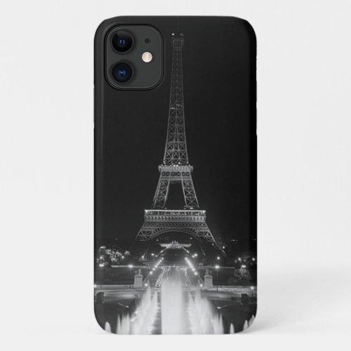 Vintage Paris Fontains Tower Eiffel night iPhone 11 Case