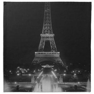 Vintage Paris Fontains Tower Eiffel night Cloth Napkin
