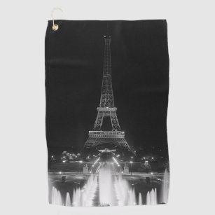 Vintage Paris Fontains Tower Eiffel night Dart Boa Golf Towel