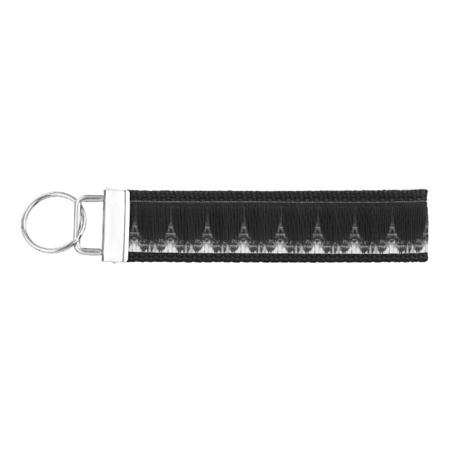 Vintage Paris Fontains Tower Eiffel night Wrist Keychain (Keys on Left)