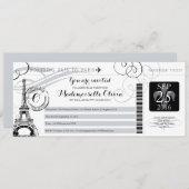 Vintage Paris France Birthday Party Boarding Pass Invitation (Front/Back)