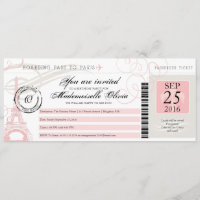 Vintage Paris France Birthday Party Boarding Pass