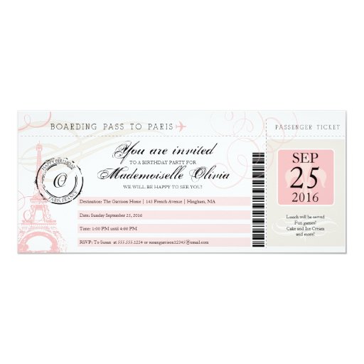 Paris Boarding Pass Invitation Template 8
