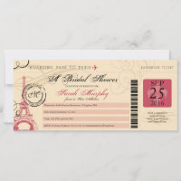 Vintage Paris France Bridal Shower Boarding Pass