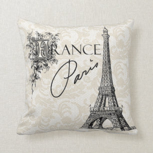 Vintage Paris France Eiffel Tower pillow