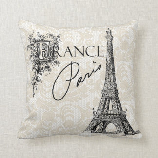 Vintage Paris France Eiffel Tower pillow