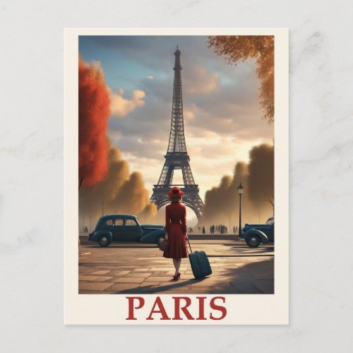 Vintage Paris France Eiffel Tower Travel Postcard