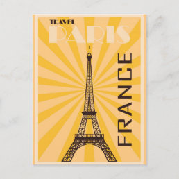 Vintage Paris France Eiffel Tower Travel Poster Postcard
