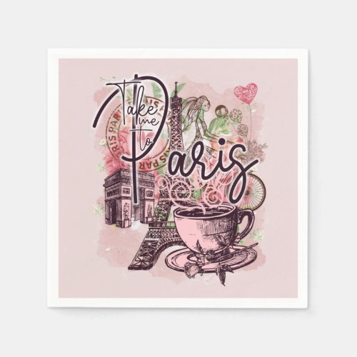 VINTAGE PARIS FRANCE ICONS PAPER DECOUPAGE NAPKINS