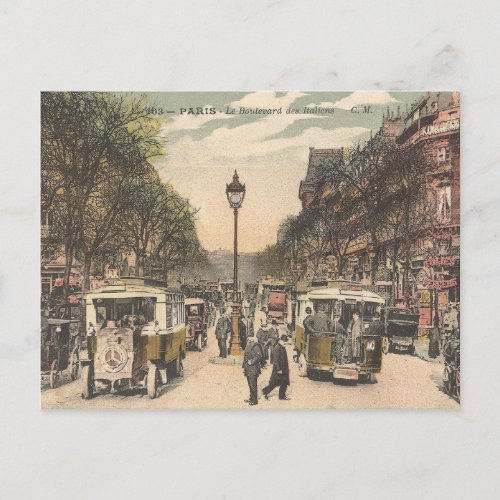 Vintage Paris France Le Boulevard des Italiens  Postcard