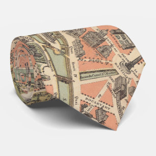 Vintage Paris France Monument Map (1882) Neck Tie