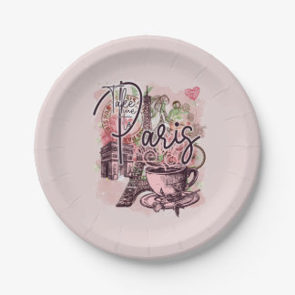 VINTAGE PARIS FRANCE NOSTALGIC ICONS THEME PARTY PAPER PLATES