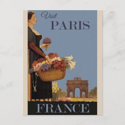 Vintage Paris France Travel Poster Postcard