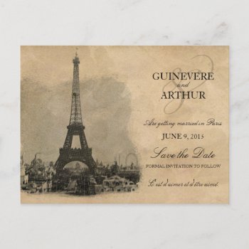 Vintage Paris France Wedding Save The Date Announcement Postcard by loveisthething at Zazzle