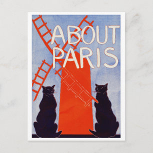 Vintage Paris France Windmill Cats Postcard