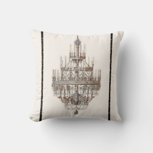 Vintage Paris French Chandelier Architectural Art Throw Pillow