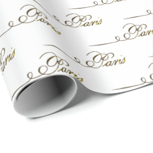 Vintage Paris French Script Wrapping Paper