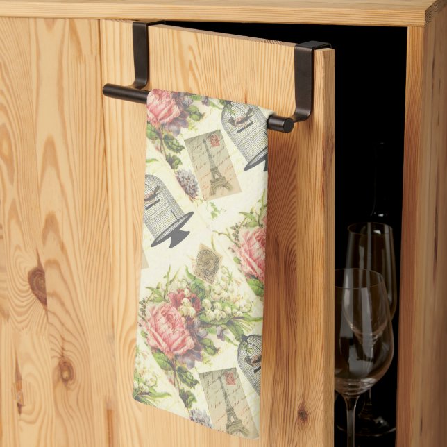 Vintage Paris French Theme Eiffel Tower Kitchen Towel (Thirds Fold)