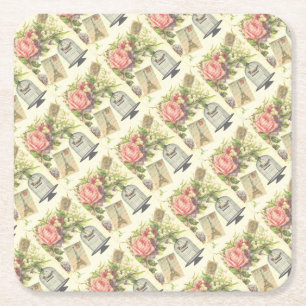 Vintage Paris French Theme Square Paper Coaster