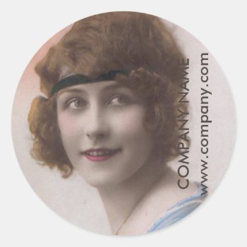 Vintage Paris Girl Hair Stylist Makeup Artist Classic Round Sticker by businesscardsdepot at Zazzle