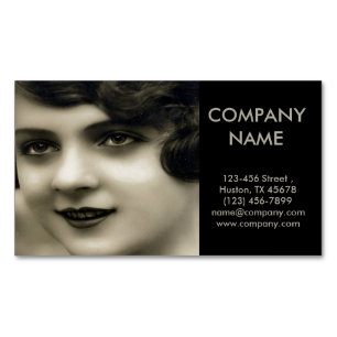 vintage paris girl makeup artist hair stylist business card magnet