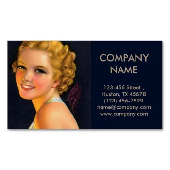 Vintage Paris Girl Makeup Artist Hair Stylist Magnetic Business Card by businesscardsdepot at Zazzle
