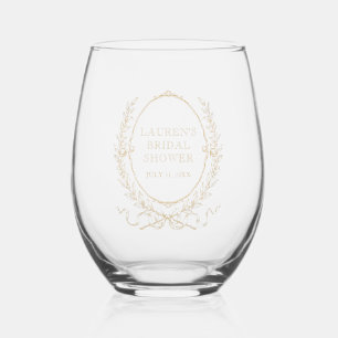 Vintage Paris Glam   Bridal Shower Stemless Wine Glass
