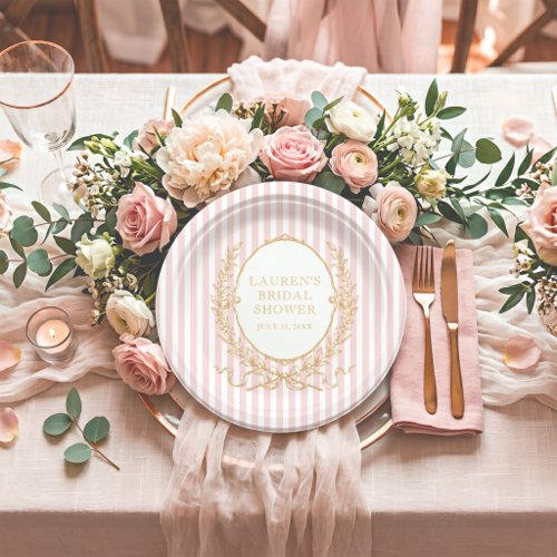 Vintage Paris Glam | Pink Stripe Bridal Shower Paper Plates