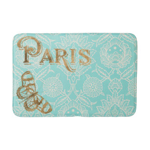 Vintage Paris Gold Design Bathroom Mat