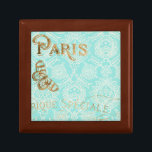 Vintage Paris Gold Design Keepsake Box<br><div class="desc">Vintage Paris Gold Design. Artist: Jennifer Goldberger. Image ID: 112337D.</div>