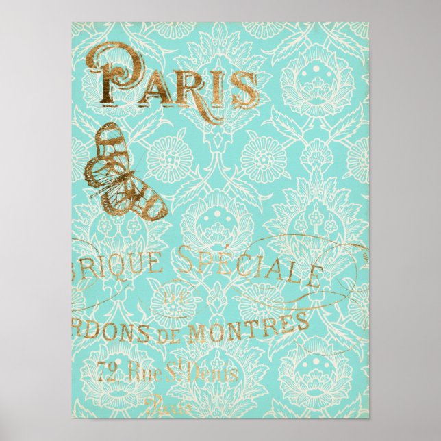 Vintage Paris Gold Design Poster (Front)