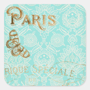 Vintage Paris Gold Design Square Sticker