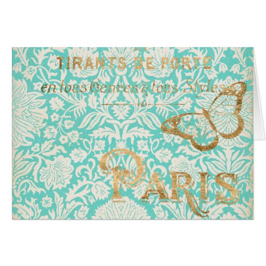 Vintage Paris Gold Design With Butterfly (Front Horizontal)