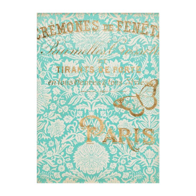 Vintage Paris Gold Design With Butterfly Acrylic Print (Front)