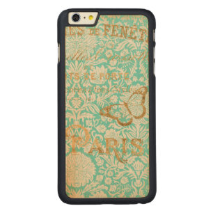 Vintage Paris Gold Design With Butterfly Carved Maple iPhone 6 Plus Case