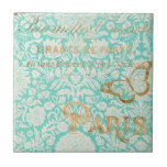 Vintage Paris Gold Design With Butterfly Ceramic Tile<br><div class="desc">Vintage Paris Gold Design. Artist: Jennifer Goldberger. Image ID: 112337D.</div>