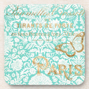 Vintage Paris Gold Design With Butterfly Coaster