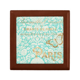 Vintage Paris Gold Design With Butterfly Jewelry Box