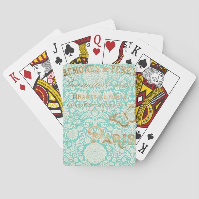 Vintage Paris Gold Design With Butterfly Poker Cards (Back)