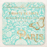 Vintage Paris Gold Design With Butterfly Square Paper Coaster<br><div class="desc">Vintage Paris Gold Design. Artist: Jennifer Goldberger. Image ID: 112337D.</div>