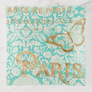 Vintage Paris Gold Design With Butterfly Trinket Tray