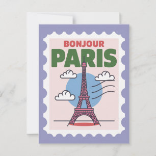 Vintage Paris Iconic Eiffel Tower French City Postcard