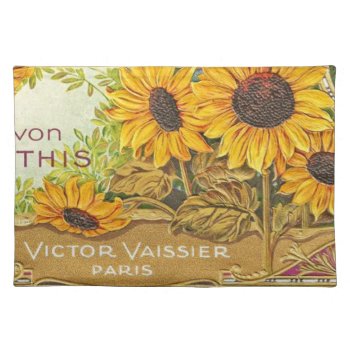 Vintage Paris Label Sunflower Placemat by RiverJude at Zazzle