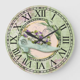 Vintage paris ladies shoe foliage wreath large clock