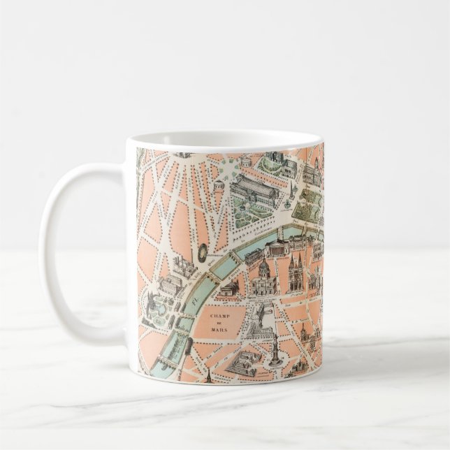 Vintage Paris Map Coffee Mug (Left)