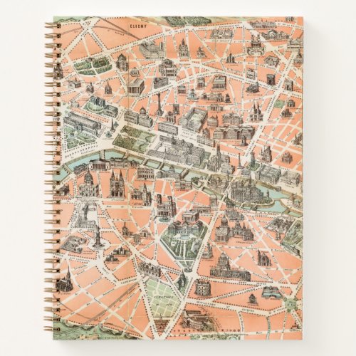Vintage Paris Map Dot Grid Notebook