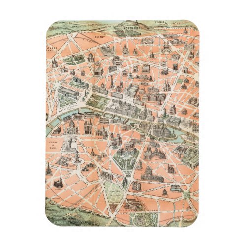 Vintage Paris Map Flexible Magnet