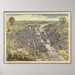Vintage Paris Map Poster