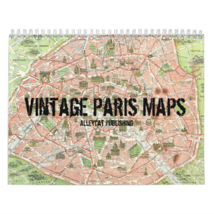 Vintage Paris Maps Calendar