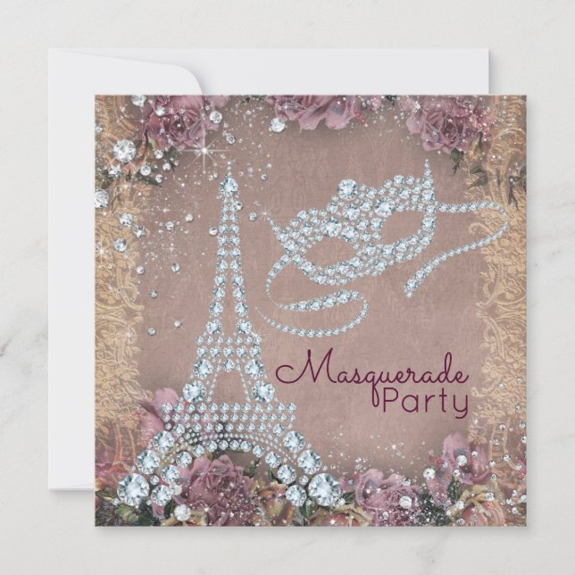 Vintage Paris Masquerade Party Invitation (Front)